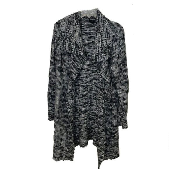 The Limited Black White Knit Long Duster Open Cardigan Sweater Womens Large - Picture 1 of 12
